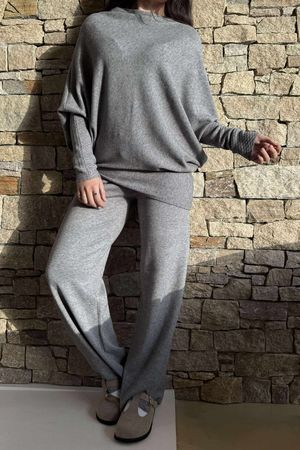 Elbury Huggle Luxury Knit Co Ord Set Grey Marl /50 